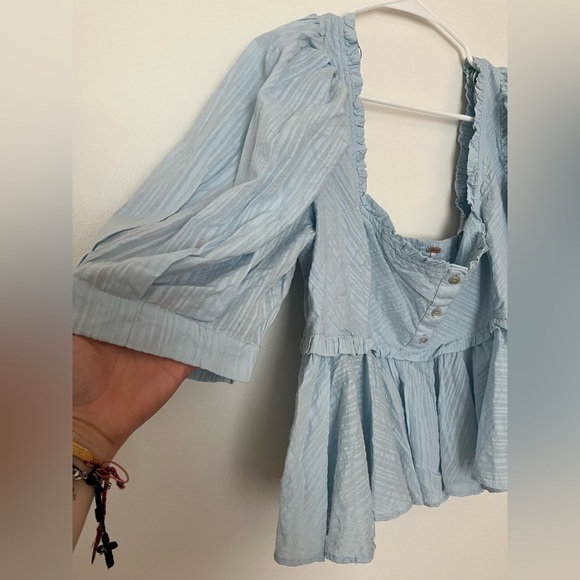 Free People Leave it to me top blue square neck - Picture 7 of 9